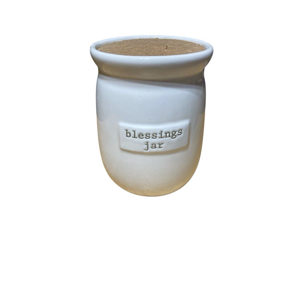 Mud Pie Blessings Jar - Creamy white with cork top‎ ~ Gratitude Prayer Dreams